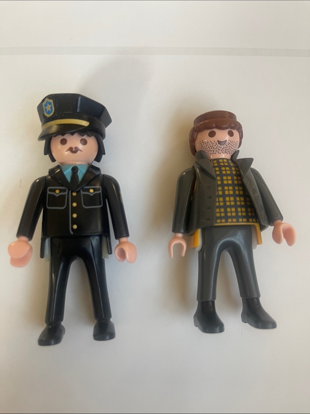 Playmobil Police Officer Mustache in Uniform City Figure character plaid shirt